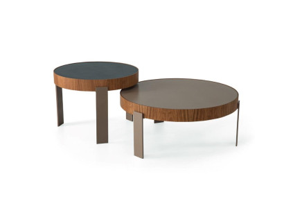 Designer Coffee table Set 2x Coffee tables Living room Wood Furniture Modern Round Tables